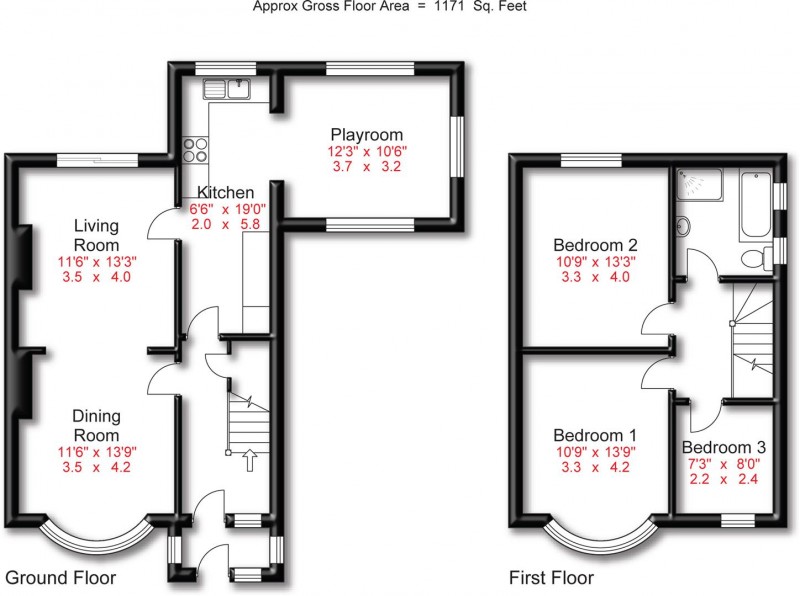 Floorplan for Derwent Drive, Sale, M33 3SZ