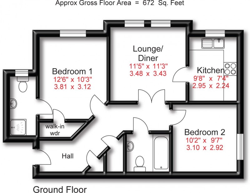 Floorplan for Hart Road, Manchester